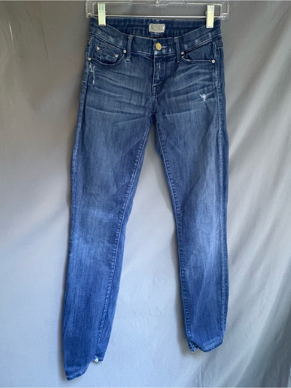 2010s MOTHER The Looker Distressed Mid Rise Skinny Jeans in Wash Hillbilly Heart